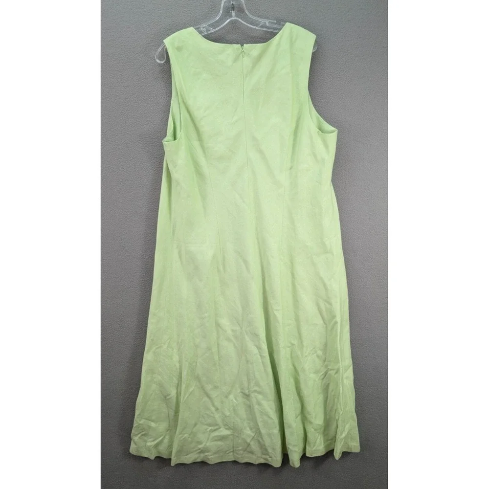 Appleseeds Button Front Top w/ Dress Women's Plus Size 20W Linen Blend Pistachio